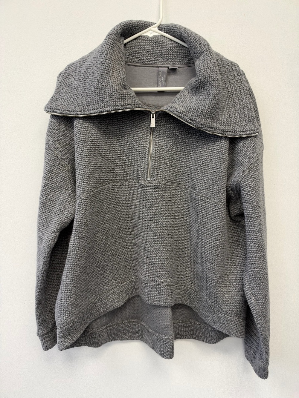 Sweaty Betty Gray Half-Zip Funnel Neck Sweater